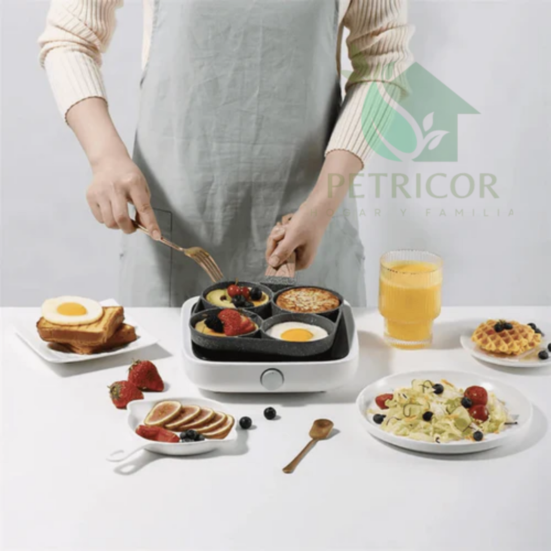 RoundQuads ™ - Sartén Antiadherente Multisección - 4 en 1