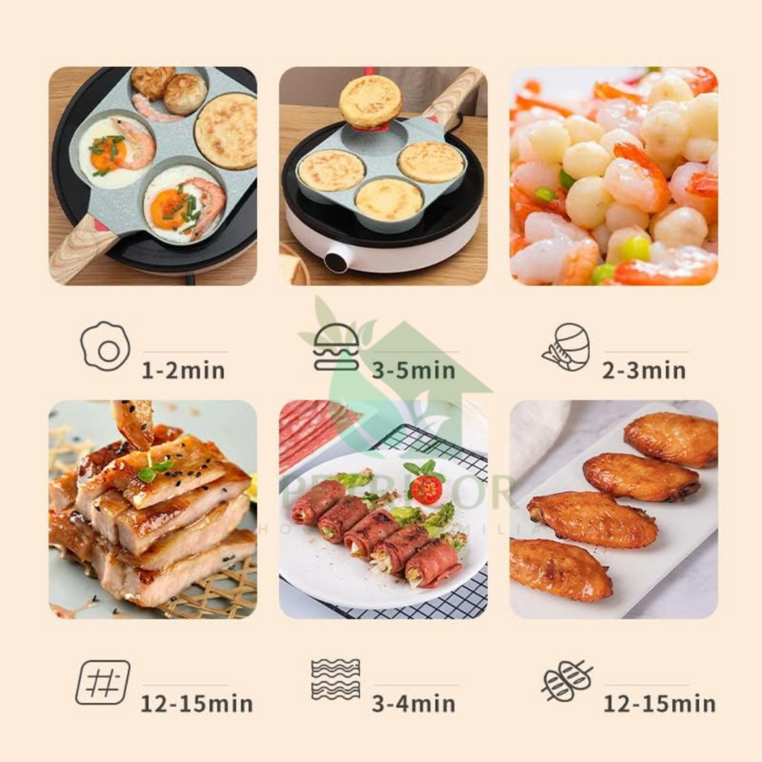 RoundQuads ™ - Sartén Antiadherente Multisección - 4 en 1